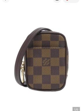 Authentic Louis Vuitton Etui Okapi PM Brown Damier Pouch Ebene w/Gold Hardware
